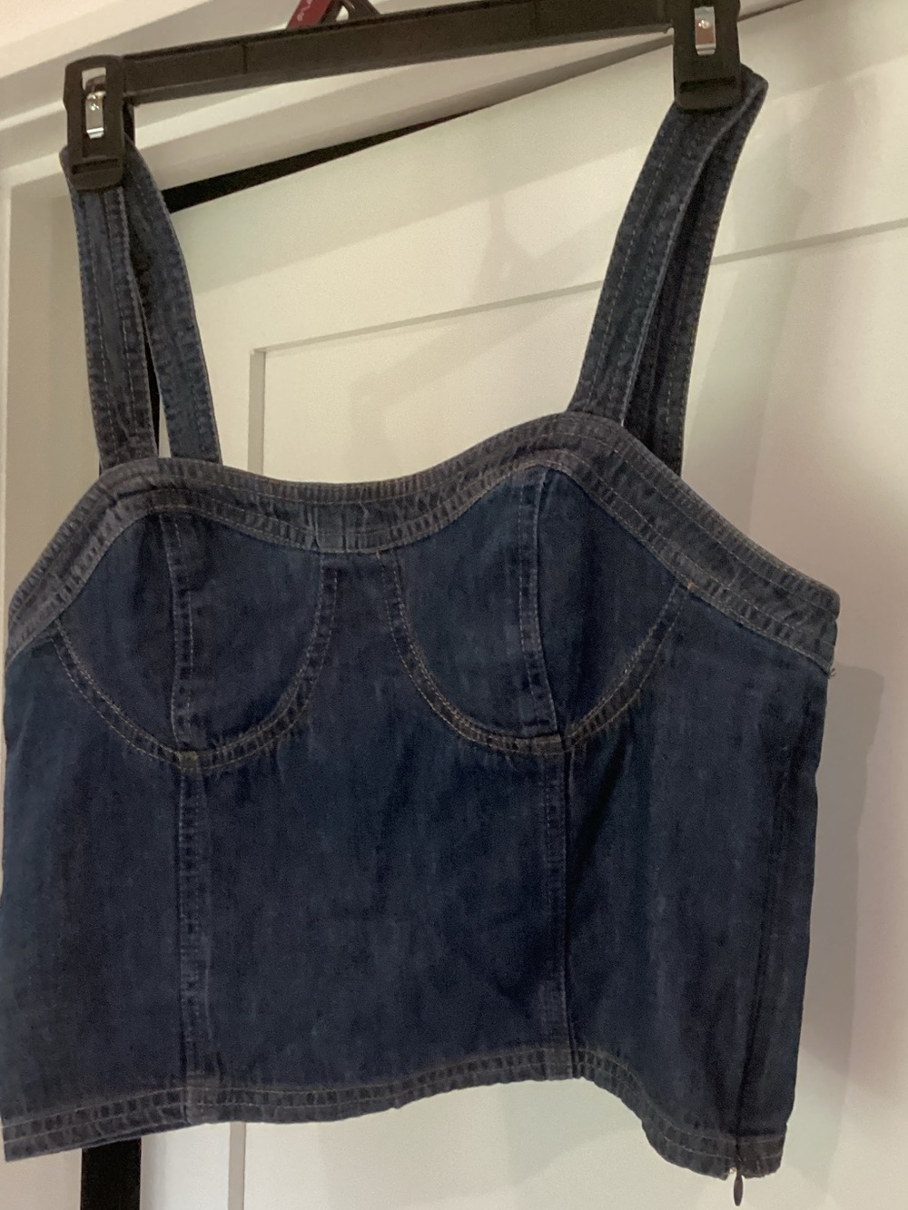 LOFT Indigo Denim Corset-Style Crop Top